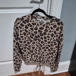 Gaze Leopard Print Sweatshirt - Cream and Brown